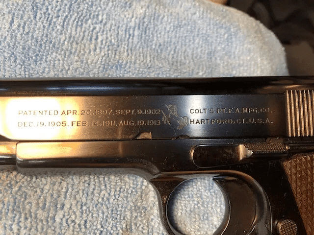 Colt Commercial 1911, Dated 1917, Charcoal Blued Refinished 2